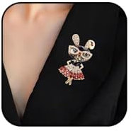 WATEFOER Strass Kaninchen Brosche für Damen Mädchen Mode Kristall Hase Tier Broschen Anstecknadeln Kostümzubehör Party Weihnachten Graduierung Ostern Schmuck Geschenk (Rot)