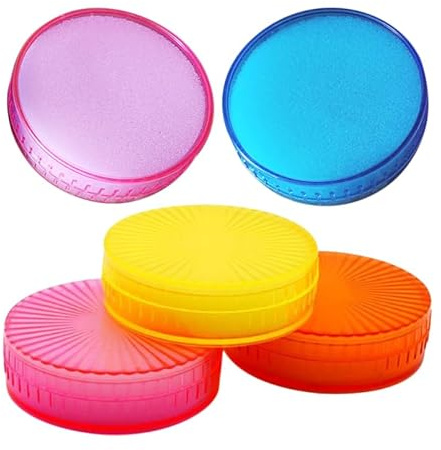 Lurrose Set di 5 spugne bagnanti per dita strumenti anti-scivolo, per conteggio di denaro in banca, con cilindro, spugna assorbente efficace, 6,60 x 6,60 x 2,10 cm