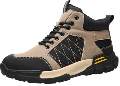 Genérico Zapatos Cordones Mujer exteriores de tamaño para primavera, verano, otoño e invierno para hombre, antipinchazos, antideslizantes, ligeros y resistentes al desgaste Botas Anchas (Khaki, 43)
