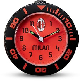 Seven Réveil analogique A.C. Milan à Quartz avec Mouvement continu, Produit Officiel, Football, idée Cadeau pour Enfants et Adultes