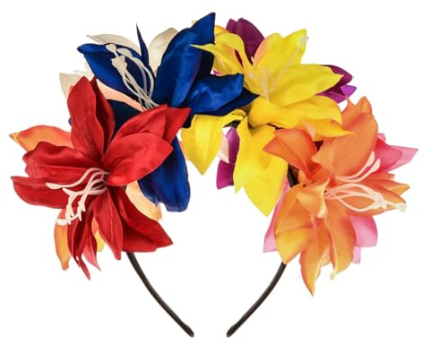 Accesyes Couronne de fleurs mexicaines pour le jour des morts, bandeau hawaïen bohème floral Dia de Los Muertos pour fête, coloré, 1 Count (Pack of 1)