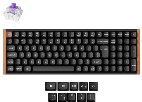 Keychron K4 HE Custom Mechanical Gaming Keyboard, 96% Compact UK Layout Wood Frames with RGB Hot-Swap Hall Effect Gateron Double-Rail Magnetic Nebula Switch, 2.4 GHz/Bluetooth/Wired - Carbon Black