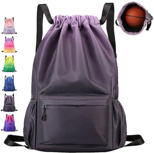 AUNGKWANG Turnbeutel Sportbeutel Mädchen Jungen, Wasserdicht Colour Gradient Sports Bag, Große Kapazität Beutel mit Kordelzug Rucksack, Sportrucksack, Kordelzugbeutel Turnbeutel Herren Damen