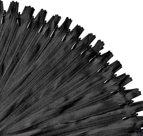 KGS Cerniere Invisibili per Cucito – Set 10 Pezzi | Zip Nascoste in Nylon per Gonne, Abiti, Cuscini e Progetti Fai-da-Te (Nero, 38 cm / 15 pollice)