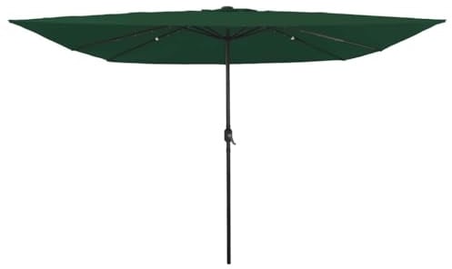 Garten-Sonnenschirm Grün 295x295x245 cm Polyester Schattentuch Stahlgestell LED-Beleuchtung Terrasse UV-Schutz wetterfest Sonnenschutz Außenbereich Terrassenüberdachung Sonnensegel