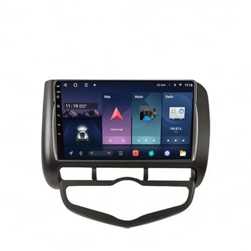 2 Din Android Radio Bluetooth per Honda LHD JAZZ City 2002-2007 9 Inches Android 15 Auto Bluetooth con Schermo Steering Wheel Controls Per, 4 Core 2G+32G