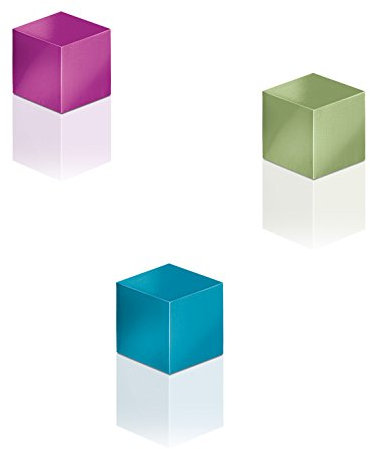 SIGEL GL727 Neodym-Magnete Cube-Design, eloxiertes Aluminium, 3 Stück, 11x11x11 mm, SuperDym für Glas-Magnettafeln und Glas-Whiteboards