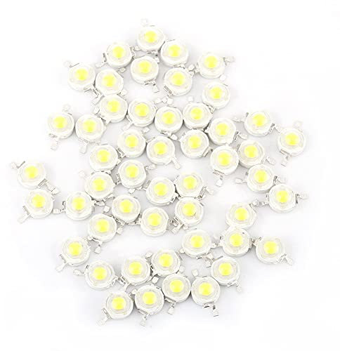Zerodis 50 Stück Hochleistungs-LED-Chip, Super-helle SMD COB-Emitter mit Diode 1 W Leuchtmittel Lampe Perlen-DIY-Beleuchtung für Floodlight Licht, hohe Leistung 1.0W