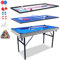 homelikesport 5 in 1 Zusammenklappbar Billardtisch, Pooltisch, Tischtennisplatte,Bowling/Kegeln,Air Hockey,Shuffleboard,Spieltisch mit 2 Queues, Kugelset, Dreieck, ca.137 x 68.5X 78.5cm