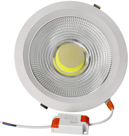 Jandei – Downlight LED COB 30W Empotrar, Foco Marco Redondo Blanco, 212x52mm (Hueco de Corte 185mm), 2700 Lumen, IP44. Ideal para Salón, Cocina, Baño, 1 pieza (Luz Fría 6000k)