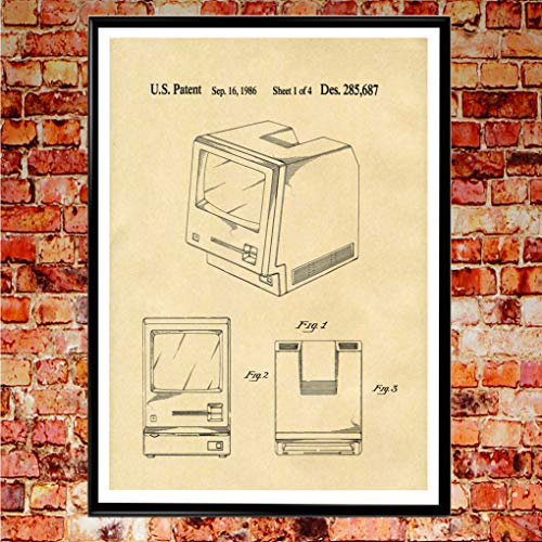 Apple Macintosh Patent 1986 Apple Computers Apple Decor Computer Wall Art Geek Wall Art Geek Poster Computer Design Prints #WB009 (8,3 x 11,7 cm (A4), Pergament