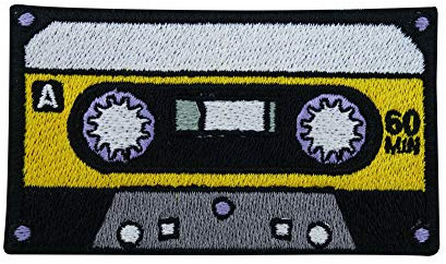 Gelbe 80er Kassette Patch zum Aufbügeln | Musik, Vintage, Retro, Oldschool Patches, Bügelflicken, Flicken, Aufnäher Finally Home