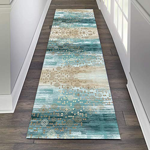 GJIF Läufer Teppich Flur Modern, Korridor Teppich Für Küche Wohnzimmer Schlafzimmer, Rutschfester, Breite 60cm / 80cm/ 90cm/ 100cm/ 120cm(Size:120x250cm)