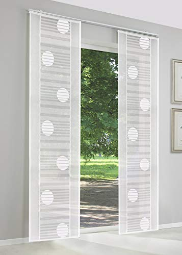 Schiebegardinen nach Maß, Gardinen, hochqualitative Wertarbeit, Maßanfertigung, Schiebevorhang, Raumteiler, Flächenvorhang, halbtransparent, inkl. Laufwagen (110cm Höhe x 60cm Breite / Weiß)