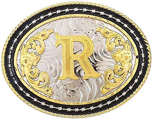 STARBRILLIANT Western-Gürtelschnalle Für Herren, Große Cowboy-Initialen-Gürtelschnalle, CowB0y Rodeo-Gürtelschnalle, Gold Mit Buchstaben A-Z(R)