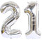 Helium Luftballon 21 Silber Geburtstagsdeko 40 Party Deko Supplies, Folienballon für Frau Mann, Ballon 21 Geburtstag Frauen (21)