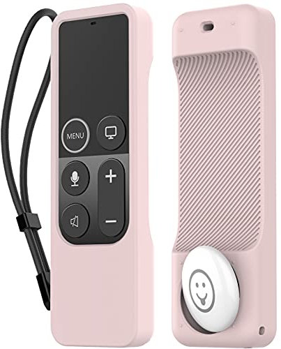 AHASTYLE Fernbedienung Hülle für Apple TV 4K 4. Generation Siri Remote mit Externer AirTag Halter【AirTag Nicht Enthalten】, Silikone Remote Case für Apple TV 4K 4. Generation Fernbedienung (Rosa)