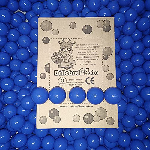 300 Bälle, Bio-Kunststoff Bällebad Bälle aus nachwachsenden Zuckerrohr - Rohstoffen, 6cm Ø, Kindergarten und Gewerbequalität -6cm 300 Bälle - Dunkel Blau