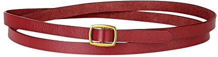 Allegra K Damen Verstellbarer Ledergürtel Mode Minimalismus Schmale Gürtel Weinrot 95-115cm/37.4-45.67
