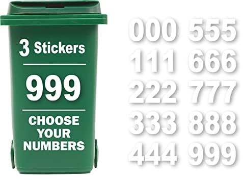 Rubigo 3 x Bin Numbers for Wheelie Bins, 0-9, Dustbin Stickers, Easy Application 17.5cm Stick On Number Stickers - Weatherproof Self Adhesive Vinyl (9)