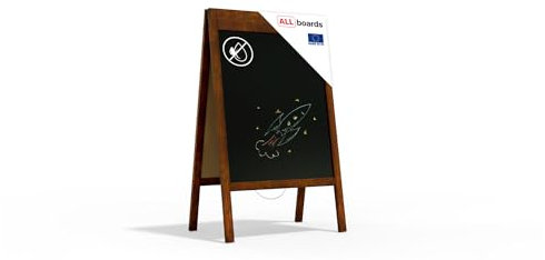 ALLboards Kundenstopper Breiter oberer Rahmen mit Platz für Druck, lackiertem Holzrahmen 100x50cm, Werbetafel, Gehwegaufsteller, Aufsteller, Straßenreiter, Kreide