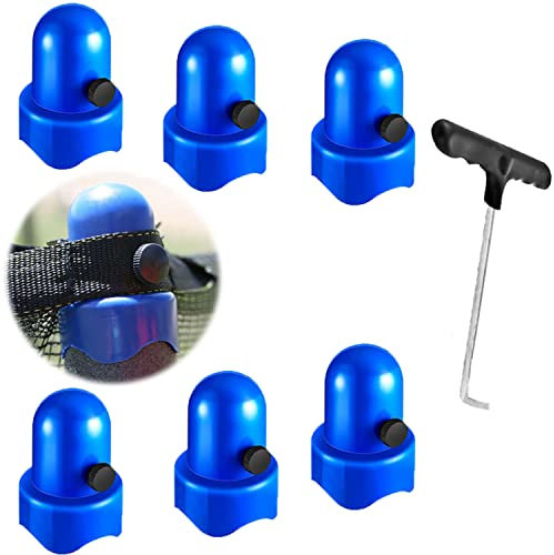 Zaijmlwwn 1.5”Diameter Trampoline Enclosure Pole Caps with Screw Thumb for Trampoline Net Hook, 8 Pieces Safety Pole Caps (Blue 6pcs)