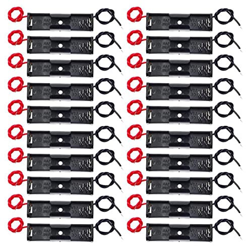 AEDIKO 20pcs AA Battery Holder 1x1.5V AA Battery Holder AA Battery Holder with Leads Wires