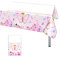 Schmetterling Party Tischdecke, Rosa wasserdichte PVC Plastic Schmetterlings Geblümt Tischtuch, Einweg Rechteckig 108 * 180 cm Tischdecke für Mädchen Frühling Blumen Geburtstag Jubiläum Dekorationen