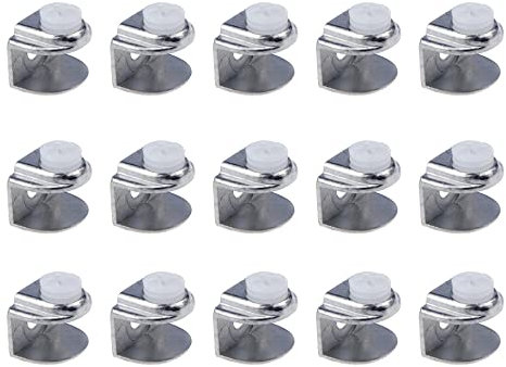Faotup 15PCS Silver Adjustable C Clamps for Glass,0.70 Zinc Alloy Clamps Glass,Glass Shelf Bracket Holder,Glass Shelf Bracket Clips,0.70×0.72×0.58