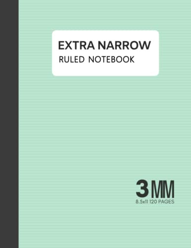 Extra narrow ruled notebook: 3mm space thin lined micro ruled journal diary log book notepad 8.5x11