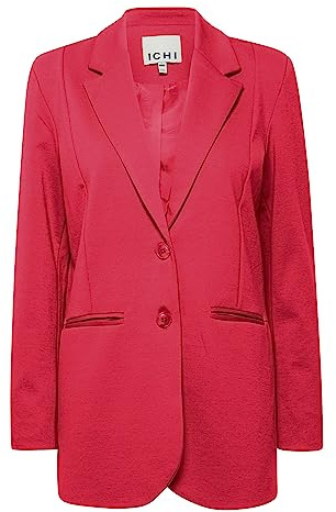 ICHI IHKATE SUS OVERSIZE BL Damen Blazer Longblazer Jacke Long-Blazer mit Knöpfen Stretch und Reverskragen, Größe:M, Farbe:Raspberry Wine (181741)