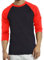 Herren Raglan Baseball Tee Shirt - Casual T-Shirts, 3/4 - Rot/Schwarz, Mittel