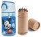 OM SUPPLIES Mickey Characters Reusable Pop Up Water Bottle Drink Bottle Flask with Cord for Easy Carry School Lunch Kids Childrens 350ml Includes Half Size 12pcs Pencil Set (Mickey)