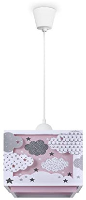 Paco Home Kinderzimmer Deckenlampe Pendelleuchte Lampenschirm Stoff E27 Wolken Im Dunkeln Leuchtend