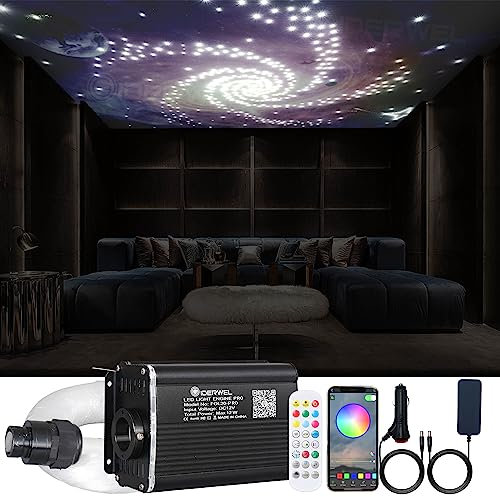 Twinkle Fiber Optic Lights Star Dachhimmel Kit,Smart APP/Fernbedienung/Soundaktivierte RGBW LED Lichtmaschine,450 Stück3 m (0,75 mm + 1,0 mm) gemischte Faserstränge für die Deckenbeleuchtung zu Hause