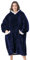 VHOME Oversized Hoodie Decke, Übergroßer Damen Herren mit Ärmeln und Kapuze Tragbare Decke, Superweiche und Warme Erwachsene Decken Für Weihnachts Geburtstags Geschenke Marine 110x80cm