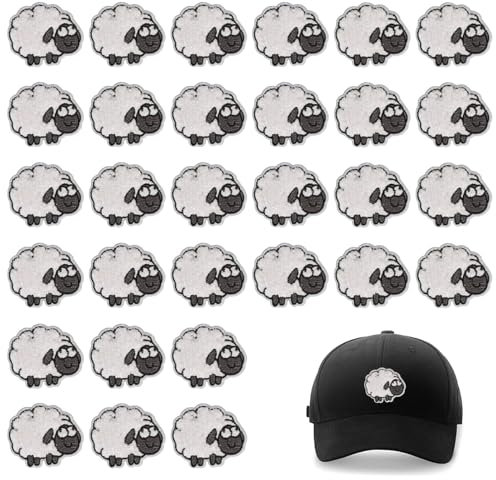 30 Stück Schaf-Stickerei-Aufnäher, Niedliche Cartoon-Schaf-Aufnäher, Aufnäher Zum Aufbügeln Für Kleidung, Schaf-Applikationsapplikationen Für Kinder, Kinder, Für Taschen, Jacken, Jeans, Kleidung, DIY-
