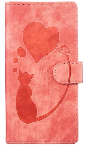 Wuhaizher for iPhone SE 2022 Case, iPhone SE 2020 Cover, iPhone 8/7 Cases Cat Love Heart Cute Shockproof Leather Flip Wallet Phone Case for Girls Women with Stand Card Holder Protect Cover, Orange