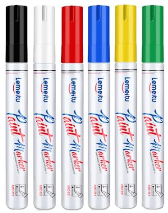 LEMEITU Paint Pens,Permanent Oil Based Paint Markers,Never Fade Marker Pen,for Office, Art projects, Rock Painting, Ceramic, Glass, Wood, Plastic, Metal, Canvas,6 Color