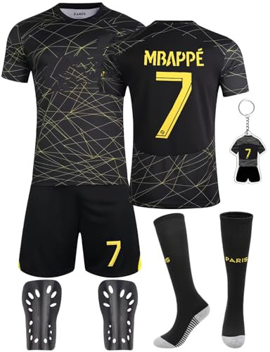 Heartsking Fußball Trikot Sets für Kinder Nr. 7/Nr. 10 Fußballtrikots Hause/Auswärts Fußballtrikots Fussball T-Shirt Shorts Socken Schienbeinschoner und Schlüsselanhänger Geschenke für Jungen Mädchen