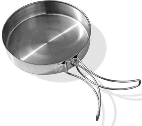 FILOEEX Camping Fry Pan,15cm Plate Dish with Folding Handle,Ultralight Camping Picnic Skillet,Durable Lightweight Portable Camp Cookware,Outdoor Camping Skillet for Cooking Egg Steak