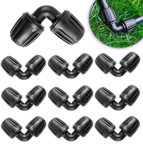 Bogoro 10 PCS Universale Giunto a Gomito Distributore di Tubo Raccordo in Plastica Raccordo a Vite Adattatore a Gomito per Irrigazione a Goccia Raccordo a L Montaggio Senza Utensili,Riutilizzabile
