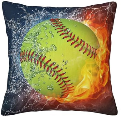 Gelber Softball, Kissenbezug, dekorativer Überwurf-Kissenbezug, weiche Polyester-Kissenbezüge, 45 x 45 cm