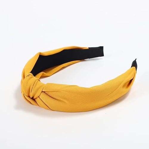 SYSUII 1 serre-tête avec nœuds - Pour femme - Vintage - Large bandeau pour cheveux - Accessoire élastique - Pour femme et fille - Jaune #2