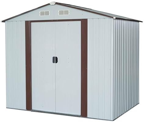 ITALFROM Box Casetta Casette Rimessa Ripostiglio per Giardino Lamiera Zincata cm 174 X 236 X 201 H [20753] (Bianco)