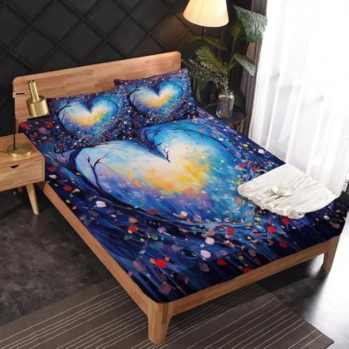 Spannbettlaken 200x200 Unzertrennliche Spannbetttuch Punkt Bettlaken Boxspringbett mit Gummizug Spannbettuch Mikrofaser für Matratzen von 30 cm Mit 2 Kissenbezüge 80x80 cm