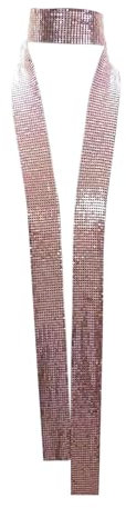 Amagogo Women's Glitter Sparkly Sequins Scarf Tie Shawls Bride Fashion Girls Ladies Neckerchief Choker for Wedding Beach Daily Wear, Rose Gold
