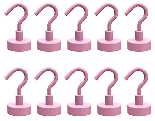 KANGQL Magnet-Hook, 10 Pack Magnetic Hooks for Home-Kitchen Workplace Office Garage Heavy-Duty Strong Cruise Hook for Refrigerator-Hanging, Pink