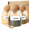 ceelatti Tea Coffee Sugar Canisters Set of 3, 500ML Glass Jars with Cork Ball Lids and Wood Spoons, Storage Jars with 10 Blank Labels for Spice Bath Salt Coffee Bean Candy DIY Decor Organiser, Amber