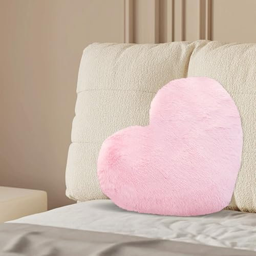 bechoanigel Herzkissen, Kissen Aesthetic 46 x 36 cm, Sofakissen, Kuschelkissen, dekorativ, für Kinder, Mädchen, Sofa, Schlafzimmer, Autos, Wohnzimmer, Sofa, Kind, Schlafzimmer, Bett, Geschenk (Rosa)
